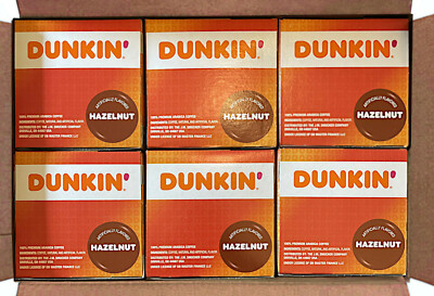 X60 Dunkin Hazelnut Coffee Pod Med Roast Keurig K-Cups 6/10ct Carton FREE SHIP