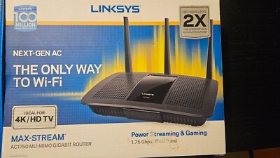 Linksys AC1750 Max-stream Mu-mimo 4K/HD TV WiFi Router Model #EA7400 - Black