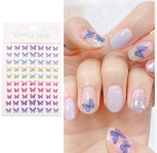 3D Butterfly Nail Stickers Art Decor – Waterproof, Glitter, Silica Gel, Multicolor, DIY Nail Designs