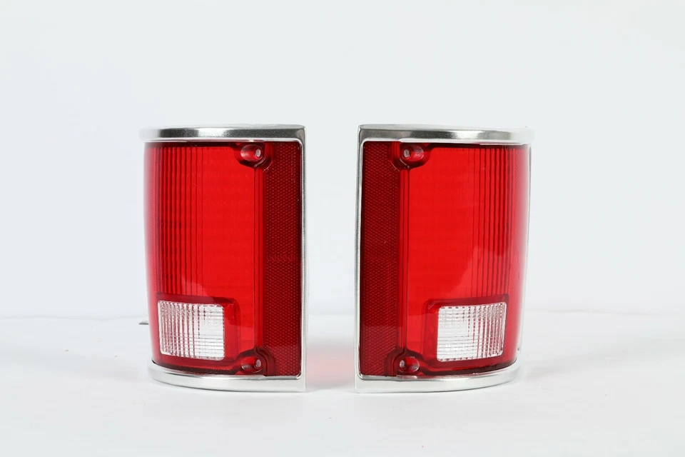 For Chevy C10 K20 GMC Sierra 1973-91 Tail Lights Tail Lamps w/Chrome Bezel Pair - Image 3 of 4
