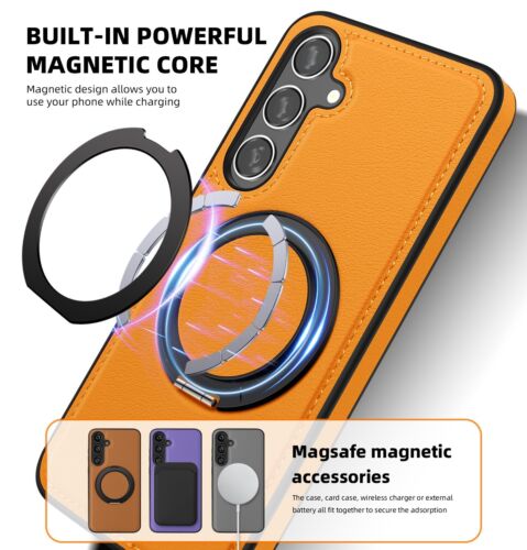 Magnetische 360° Ring Ständer Leder Handy Hülle für Samsung Galaxy S25 S24 S23 S22 - Bild 3 von 20