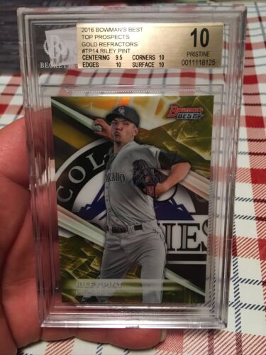2016 Bowman's Best Riley Pint #TP14 or RC réf/50 BGS vierge 10 Rocheuses - Photo 1/3