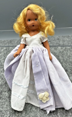 Nancy Ann Vintage Storybook Doll painted eyes blonde hair Lavender Dress Summer