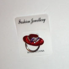 Ladies Red Hat Society Brooch Lapel Pin Red Purple Enamel Rhinestones New 1.5"