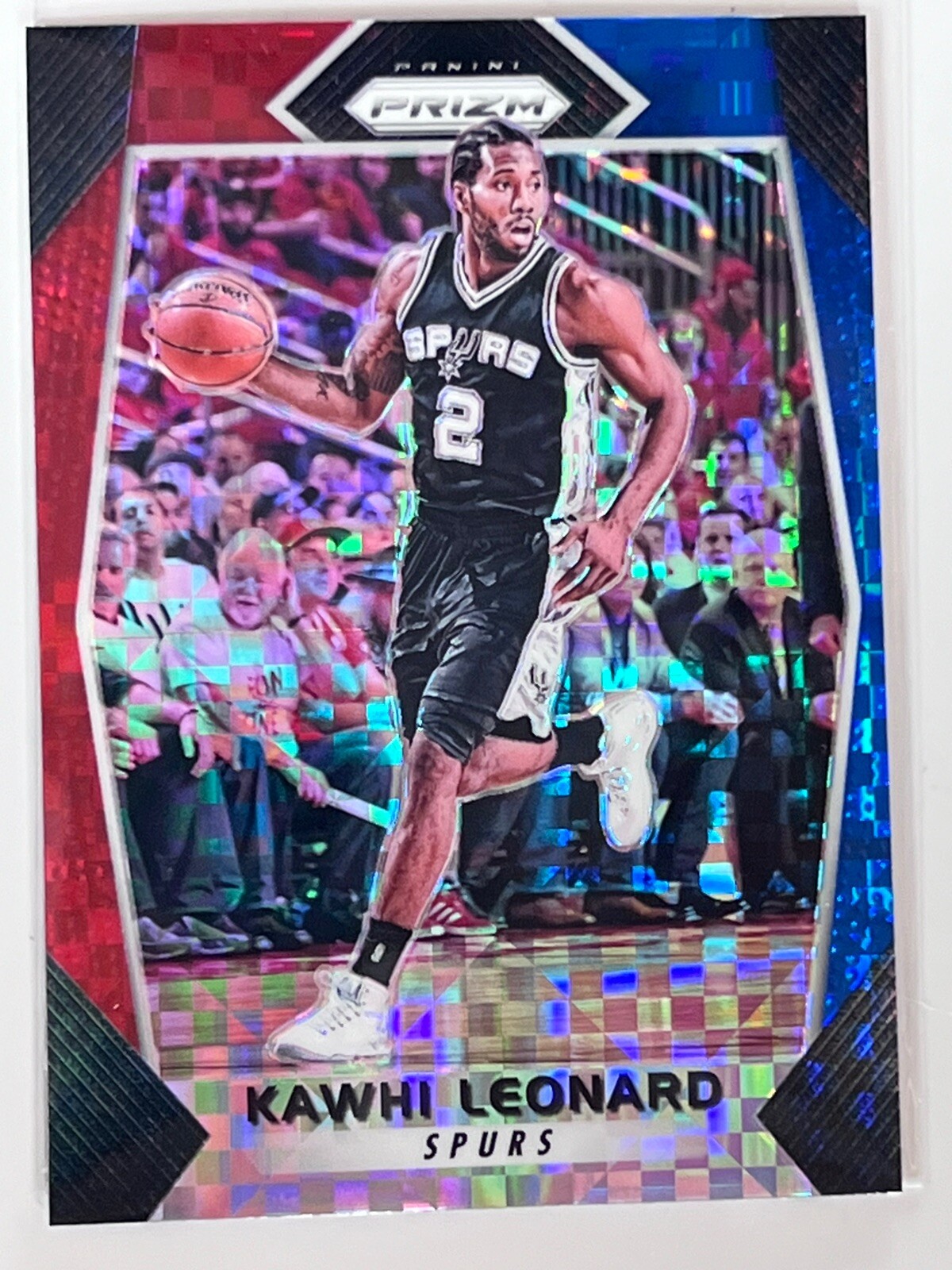 2017-18 Panini Prizm Kawhi Leonard Red White Blue Prizm #293 RWB Spurs