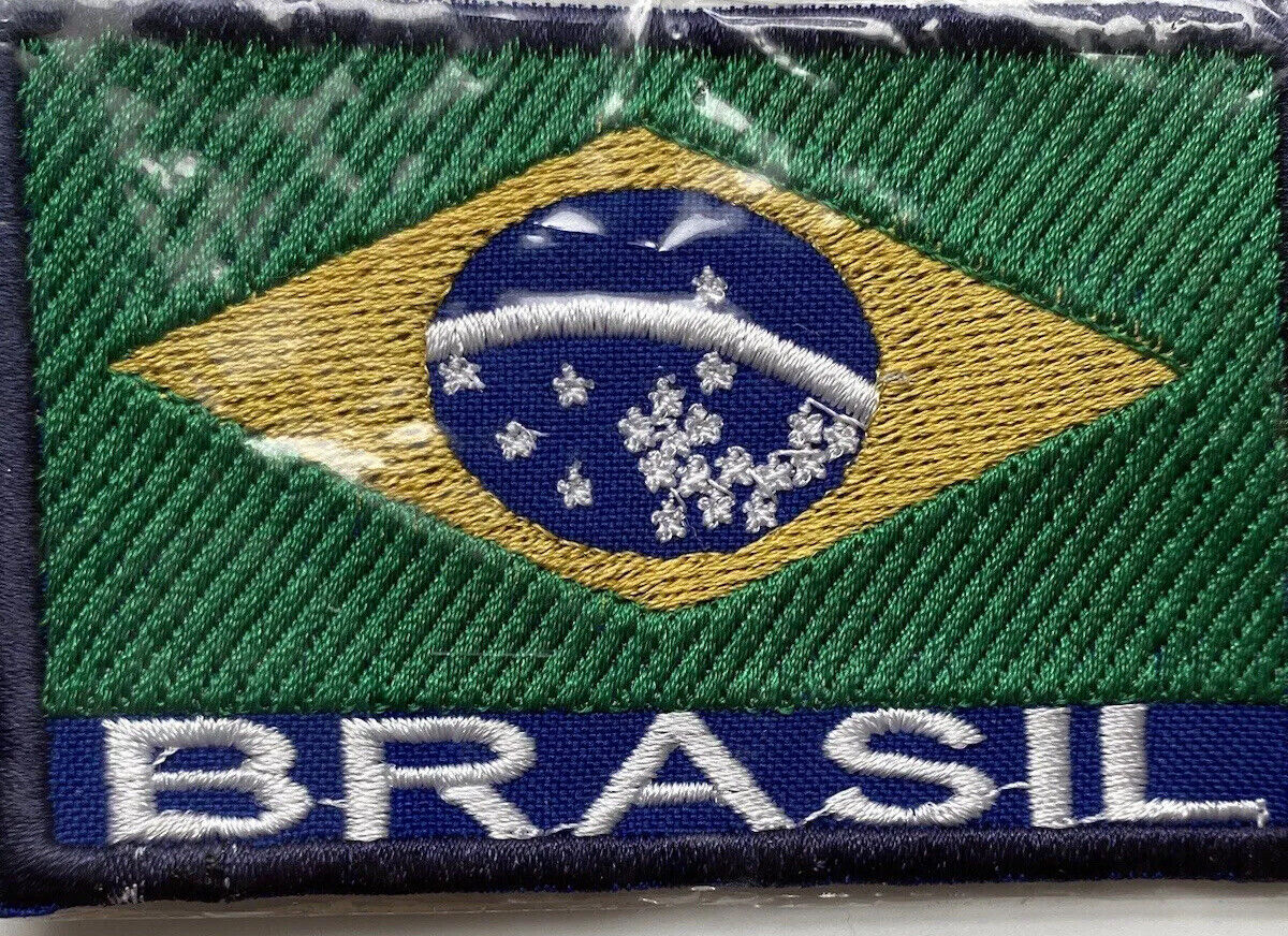 Brasil Brazil Brazilian National Flag Souvenir 3.5” long Embroidered Patch  Badge