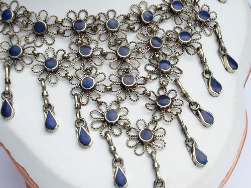 Orientalisch nomaden Afghan tribal bellydance bauchtanz Lapis Kette Necklace JL - Picture 9 of 13