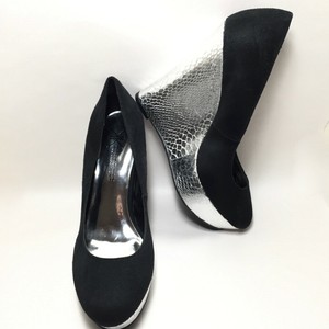 black and silver wedges