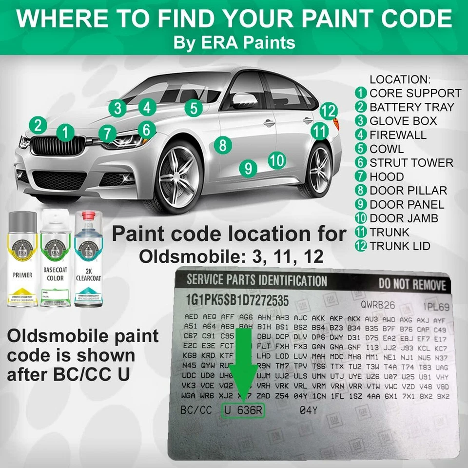 Pintura en aerosol de retoque genuina OEM OLDSMOBILE con opción Clearcoat - ELIGE TU COLOR Foto 2 de 4