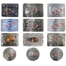 Men's Scottish Belt Buckle Kilts Highland Kilt Finish Chrome 28 Designs New AAR