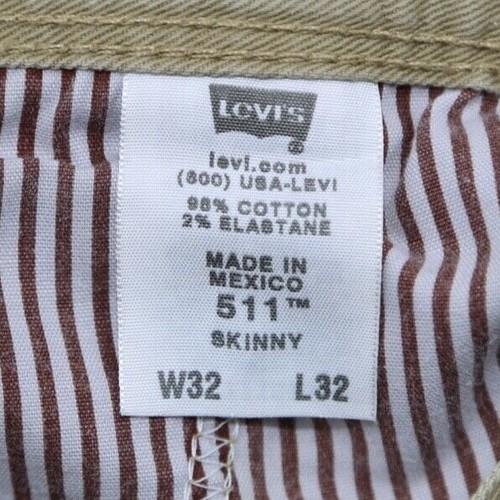 Herren 2009 Levi's 511 Skinny Chino Hose Jeans beige 100 % Baumwolle Größe 32x32 - Bild 4 von 9
