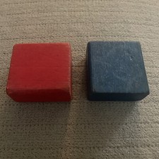 2 Vintage Holgate Wood Blocks For The Block Pull Wagon. One Red, One Blue.