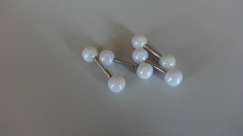 1Tragus Helix Cartilage Ohr FAKE PLUG Perle Perlmutt Acryl Kugel 4 mm PEARL ear - Bild 5 von 11