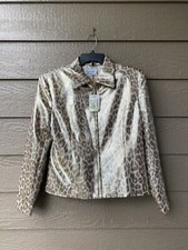 Nwt Giancarlo Ferrari Gold Lame Leopard Zip Front Jacket $200