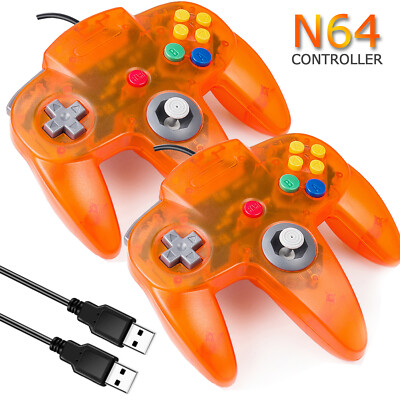 2x Retro Wired USB N64 Controller For PC Game Compatible With Raspberry Pi 3 Mac