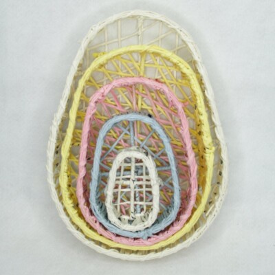Easter Egg Shaped Paper Twist Tray Wire Frame Basket Set 5 Sizes #02208902