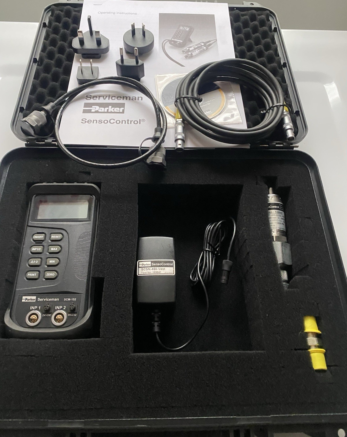 PARKER MODEL SCM-152 SERVICEMAN HYD PRESSURE / FLOW / TEMP /TESTING METER AAA+++