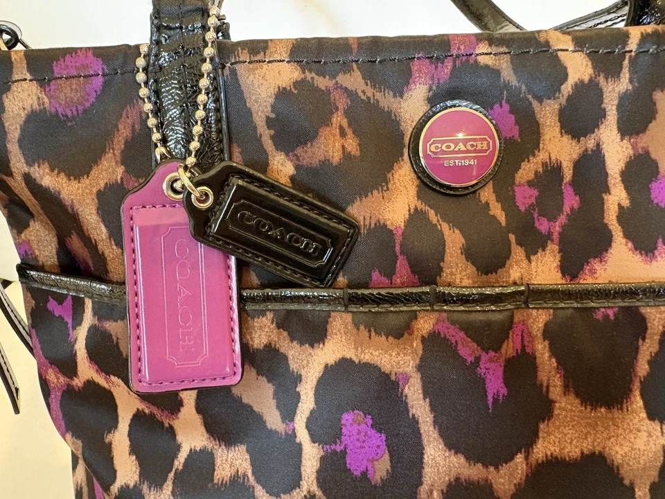 Coach Handbag/tote Ocelot Violet & Brown Animal Print.  - Image 3 of 4