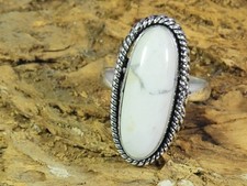 Natural Howlite 925 Solid Sterling Silver Ring Size US-8