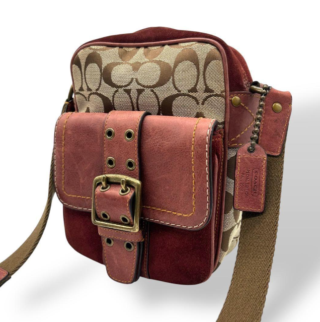 セール✨COACH soho signature handbag leather Vintage Coach Signature Soho Shoulder Hobo Bag Brown/Khaki