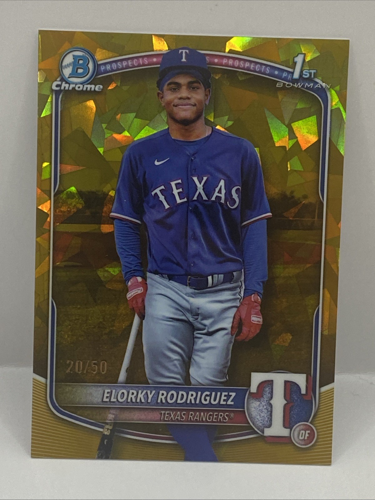 ELORKY RODRIGUEZ 2025 BOWMAN CHROME 1ST SAPPHIRE GOLD REFRACTOR #20/50 SP RC