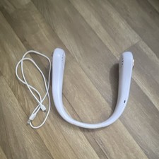 White Rechargeable USB Bladeless Neck Fan, Wearable, 3 Speed, U-Shaped