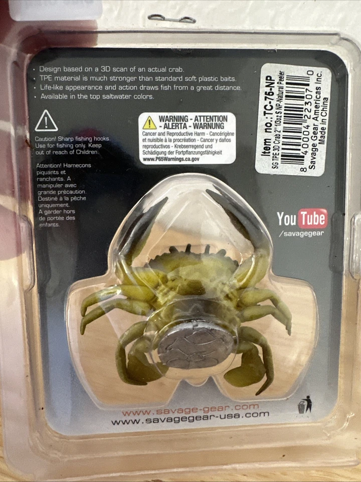 "5 piezas 1/3 oz Savage Gear 2"" TPE CANGREJO - 3 peladores naturales y 2 cangrejos azules ENVÍO GRATUITO" Foto 4 de 4