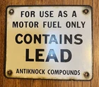 Vintage Porcelain Lead Antiknock Compound  Metal Gas Pump Plate Sign