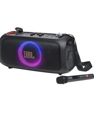 JBL PartyBox On-the-Go Essential Wireless Boombox w/ Light Show, Mic, Black