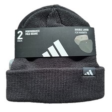 Adidas Performance Fold Double Layer Unisex Men Women Beanie 2 Pack Black Gray