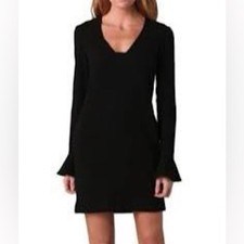 Diane Von Furstenberg Hazina Black Bell Sleeve Shift Mini Dress Size 8