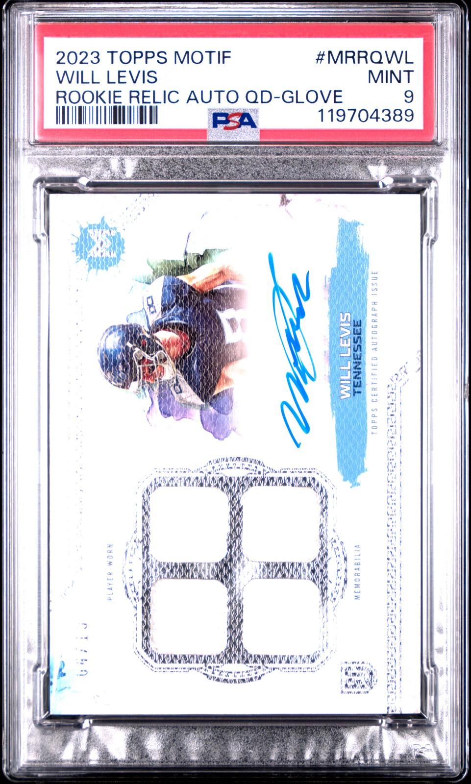 Will Levis Topps Motif Motif Rookie Relic Autograph Quad #MRRQWL Glove