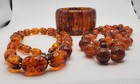 Vintage Lot Of 3 Faux Tortoise Amber Bead Strands Necklaces Bracelet Retro Chic — photo 9