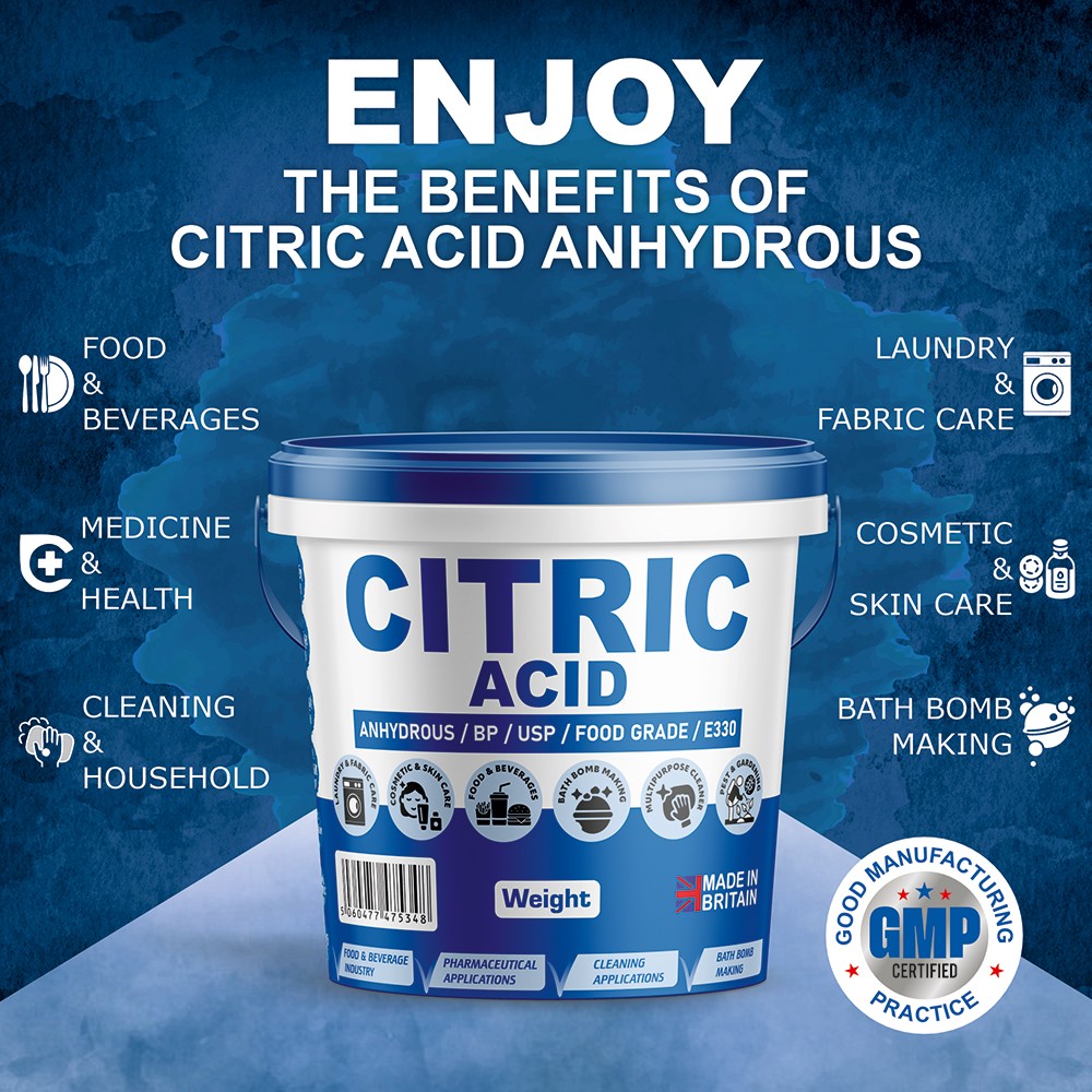 Citric Acid Fine Food Grade BUCKET Anhydrous Descaler Bath Bombs Home ...