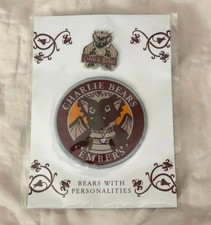 Charlie Bears Embers Dragon Pin Badge and Patch Set HTF