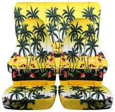 Front And Rear Seat Covers Hawaill Print Fits 1987-1995 Jeep Wrangler Yj