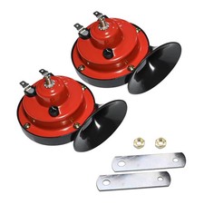 12V Waterproof Dual Tone Super Loud Train Horns Electric Car Horn Kit Red