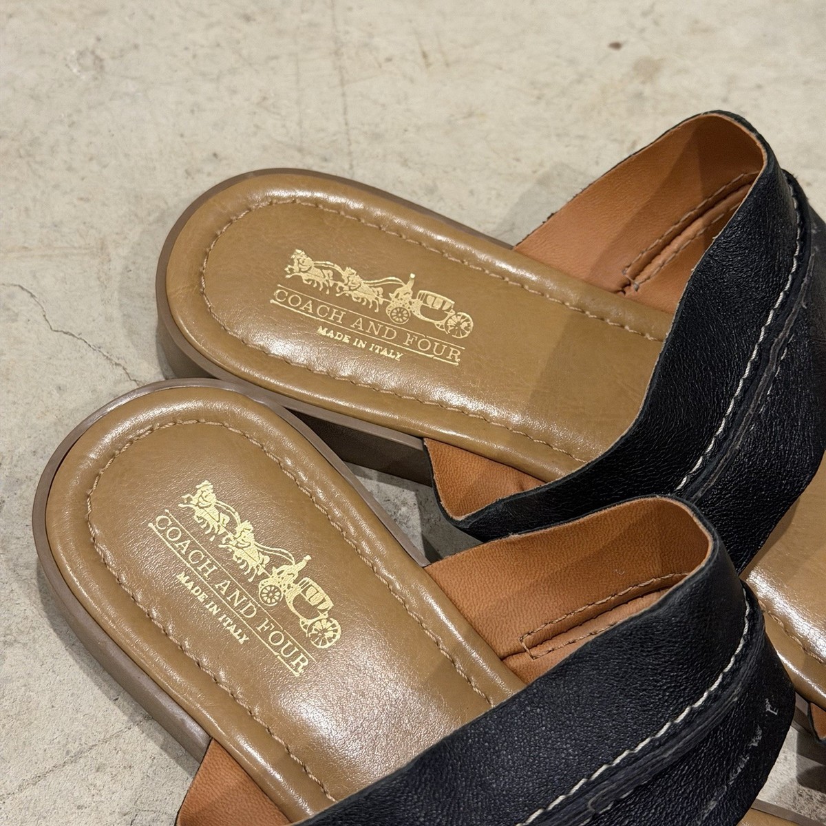 Coach And Four Gruppo Leather Sandals Made In Italy Slides Boho