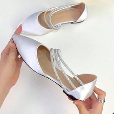 Women's Rhinestone Strap Design Flat Shoes, Wedding Shoes, PartyShoes, Bridal