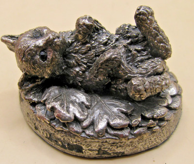 Vintage Birmingham gepunzt gefüllt Sterlingsilber Katze/Kätzchen Statue