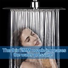 Bathroom Shower Head Square 8/10/12 Inch Rain Fall Fixed Overhead Chrome Kit UK