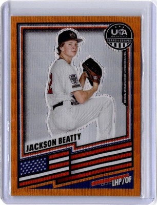 2026 Panini Stars & Stripes Prizm USA Jackson Beatty Orange Wave #/75