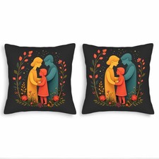 Set of 2 Throw Pillow Covers 18x18in - Floral Wreath Design with Vibrant Colors