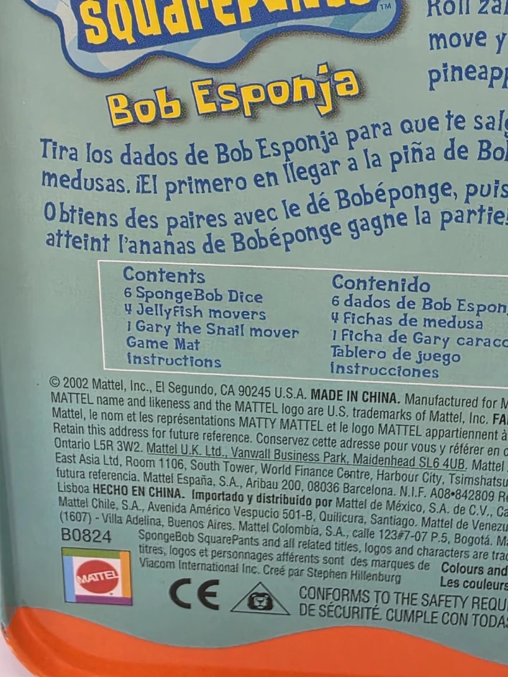 Bob Esponja Pantalones Cuadrados Splash-N-Roll 2002 Juego Mattel con Tin Nickeloden Foto 3 de 4