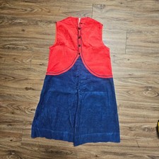 Vintage 60s 70s Girls Colorblock Corduroy Dress Mod Zip Back 6 Retro Academia