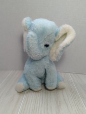 Dakin Pillow Pets Blue Plush elephant white ears feet vintage 1978 sitting