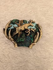 Great American Buckle Co. Made In The USA Bronze Tint Deer Belt Buckle Vtg 1982