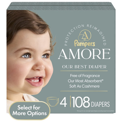 Pampers Amore Baby Diapers Size 4, 108 Count 