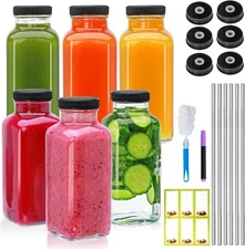 12oz Glass Bottles with lids,juice bottles gifts for women,glass bottles with li