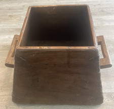 Ancienne boite seau à eau ou à riz en bois style chinois avec poignées 14,5” x 14,5”